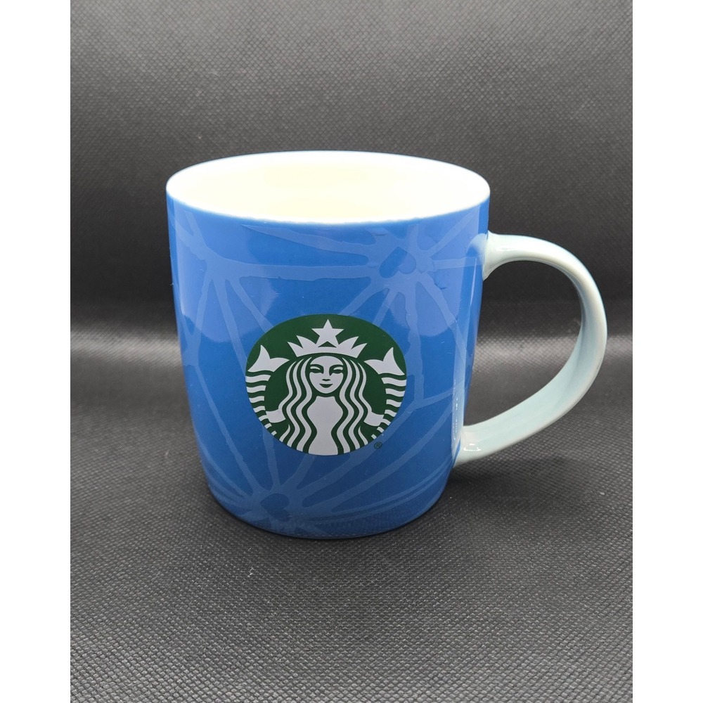 Starbucks 2022 Blue Geometric Star Siren Logo Ceramic Coffee Mug 11oz 324ml